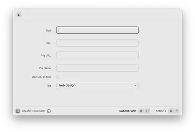 My custom Raycast extension that I use to create bookmarks.